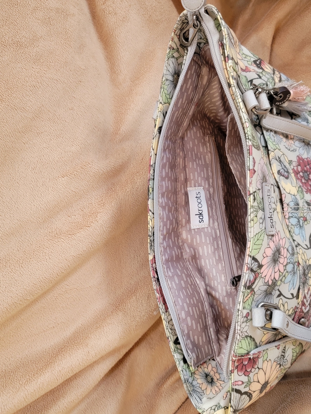 Sakroots Pastel Floral & Butterfly Tote with Tassel Charm - Picture 6 of 6